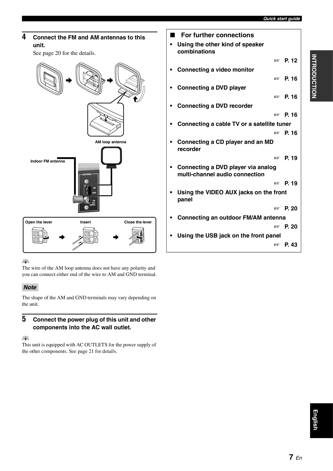 Yamaha RX-V561 owner manual 7 En, For further connections 