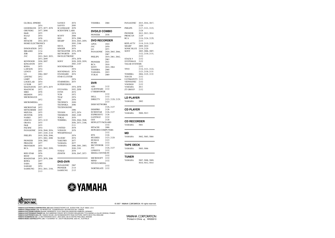 Yamaha RX-V561 owner manual Dvd/Ld Combo 