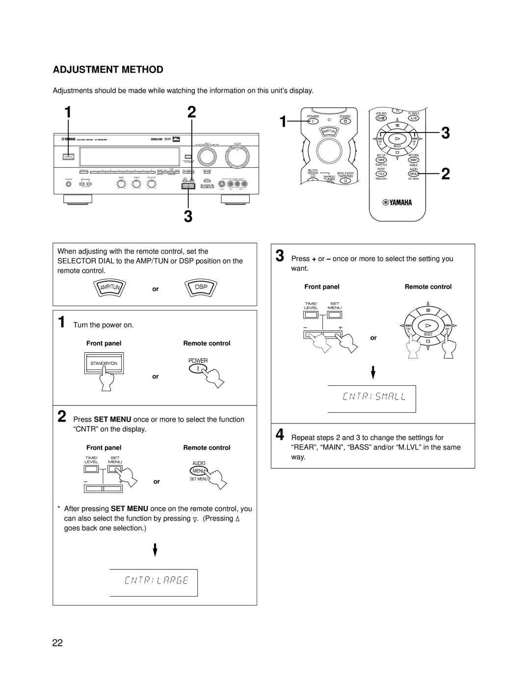 Yamaha RX-V595A owner manual Adjustment Method 