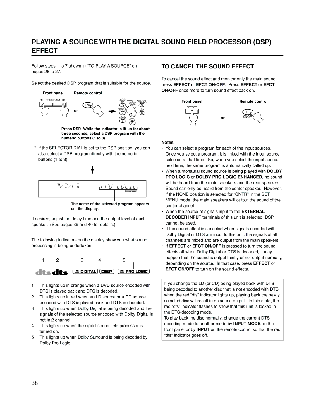 Yamaha RX-V595A owner manual To Cancel the Sound Effect, 3 4 