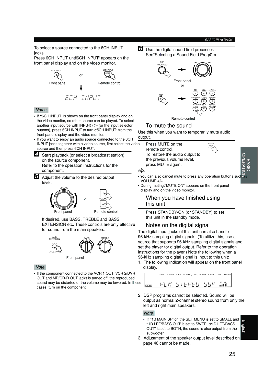 Yamaha RX-V620RDS owner manual To mute the sound, When you have finished using this unit 