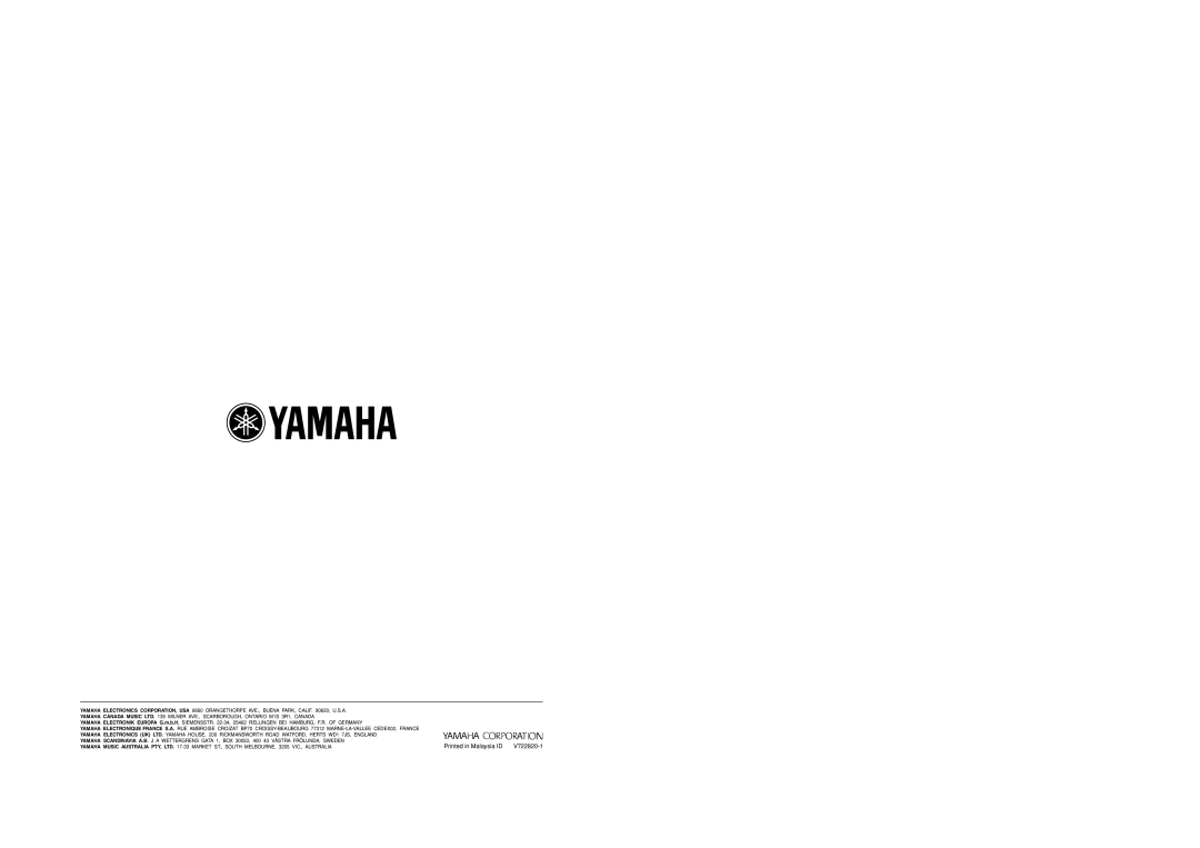 Yamaha RX-V620RDS owner manual V722820-1 