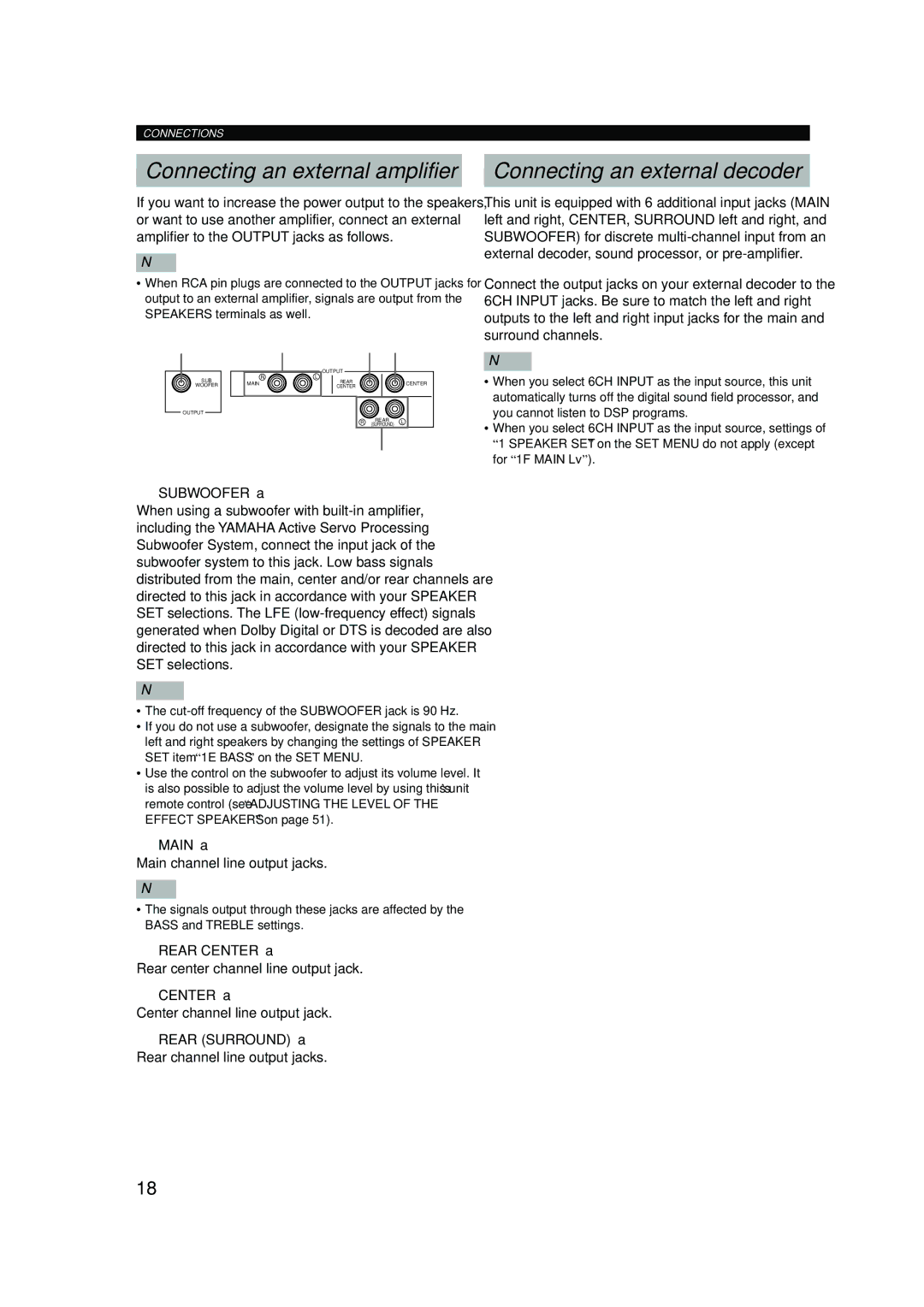 Yamaha RX-V630RDS owner manual Connecting an external decoder 