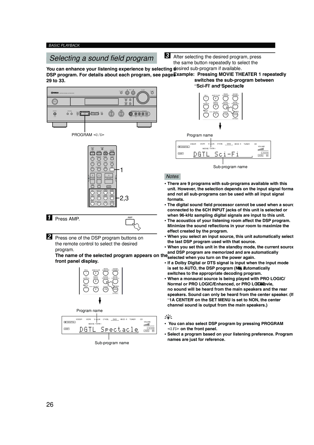 Yamaha RX-V630RDS owner manual Program l / h, Sub-program name Program name 