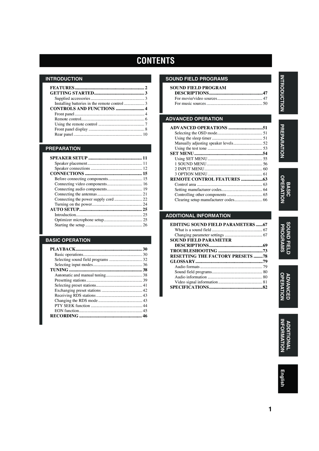 Yamaha RX-V650 owner manual Contents 