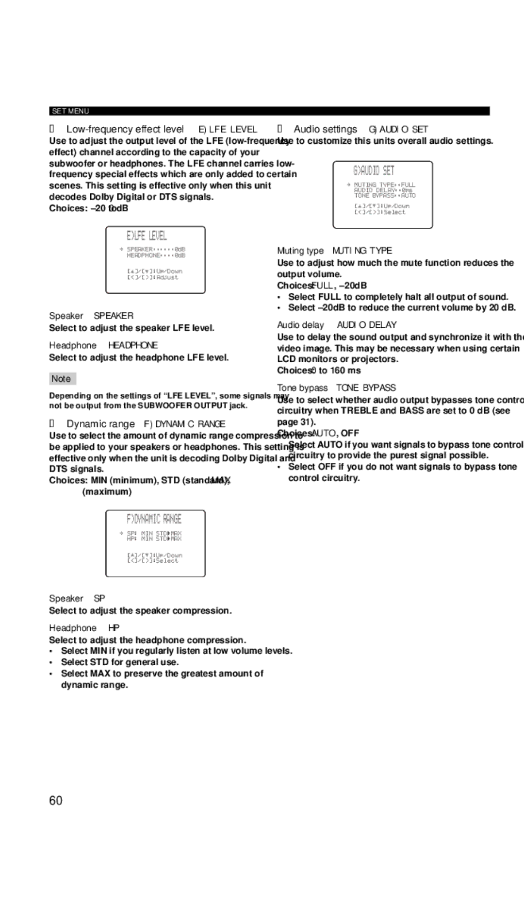 Yamaha RX-V657 owner manual Gaudio SET, Elfe Level, Fdynamic Range 