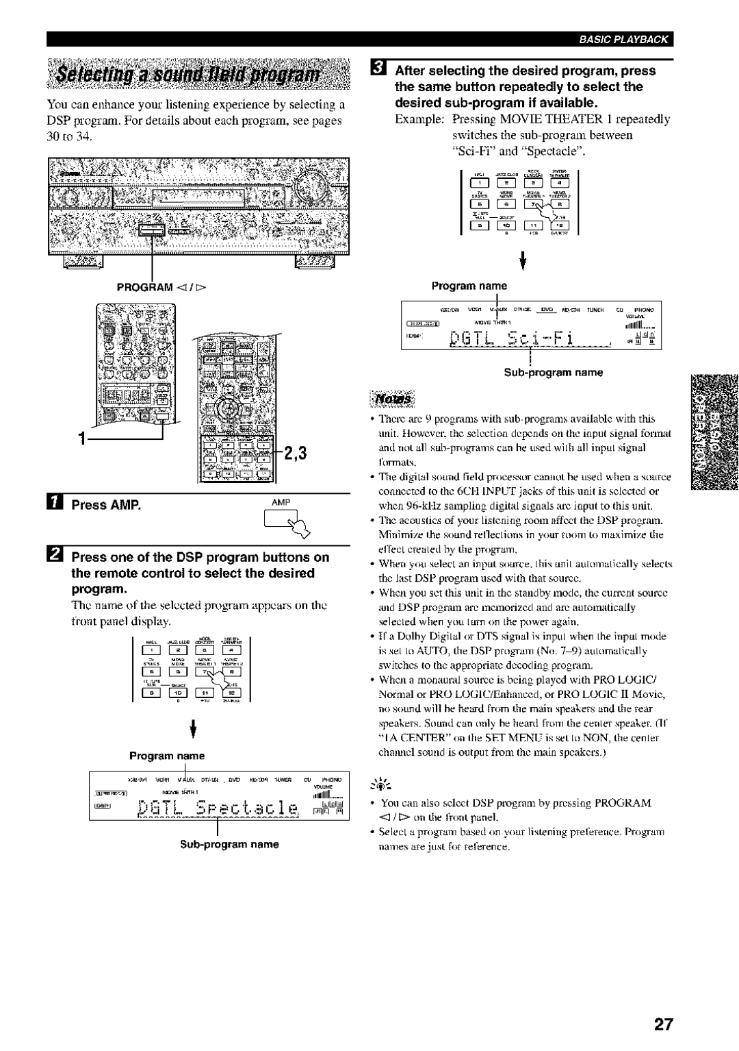 Yamaha RX-V730 owner manual Program 1 Program name, OwH, Sub-program name 