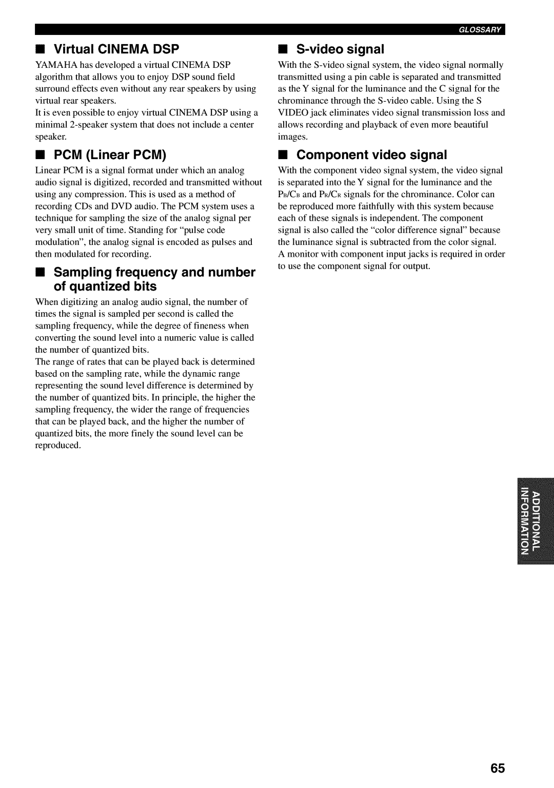 Yamaha RX-V730 owner manual Sampling Frequency and number, Pcm 