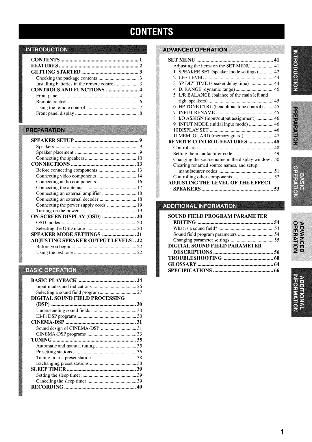 Yamaha RX-V730 owner manual Contents 