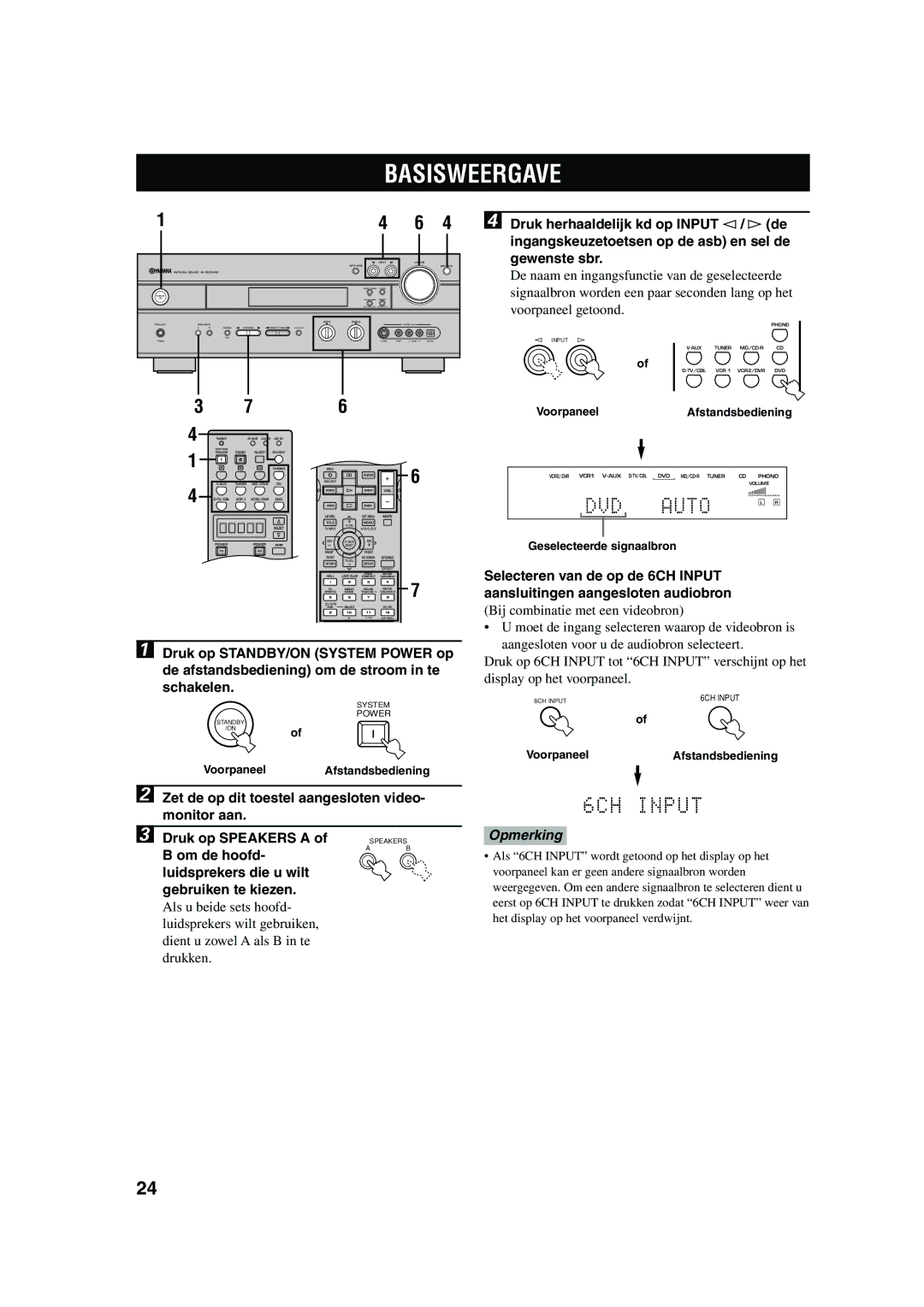 Yamaha RX-V730RDS owner manual Basisweergave, Geselecteerde signaalbron 