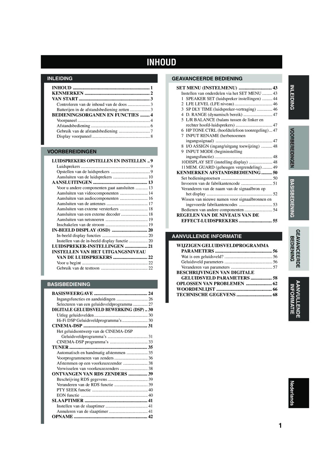 Yamaha RX-V730RDS owner manual Inhoud, Inleiding 