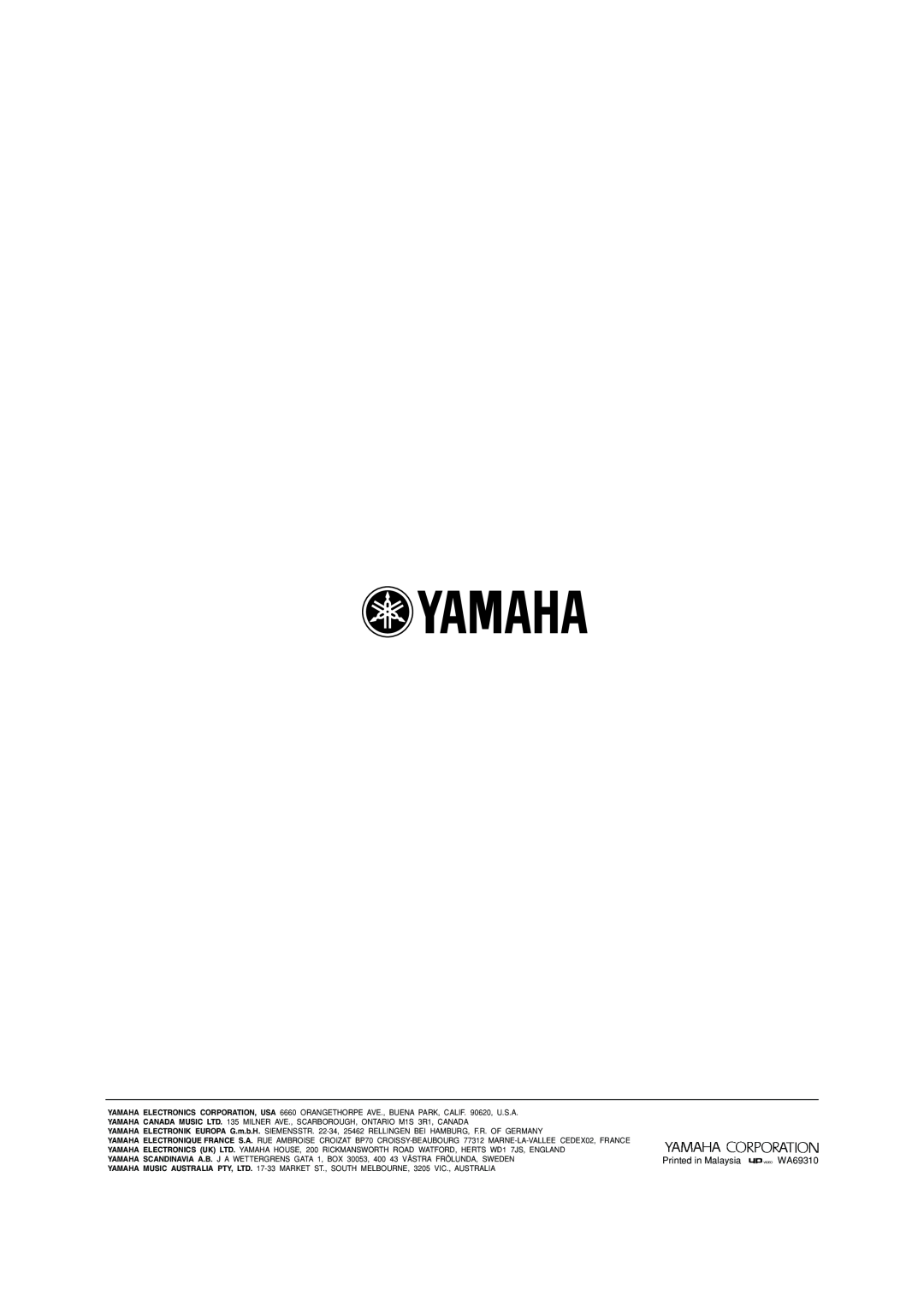 Yamaha RX-V740 owner manual WA69310 