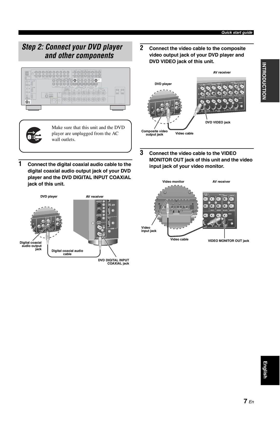 Yamaha RX-V861 owner manual Connect your DVD player and other components 