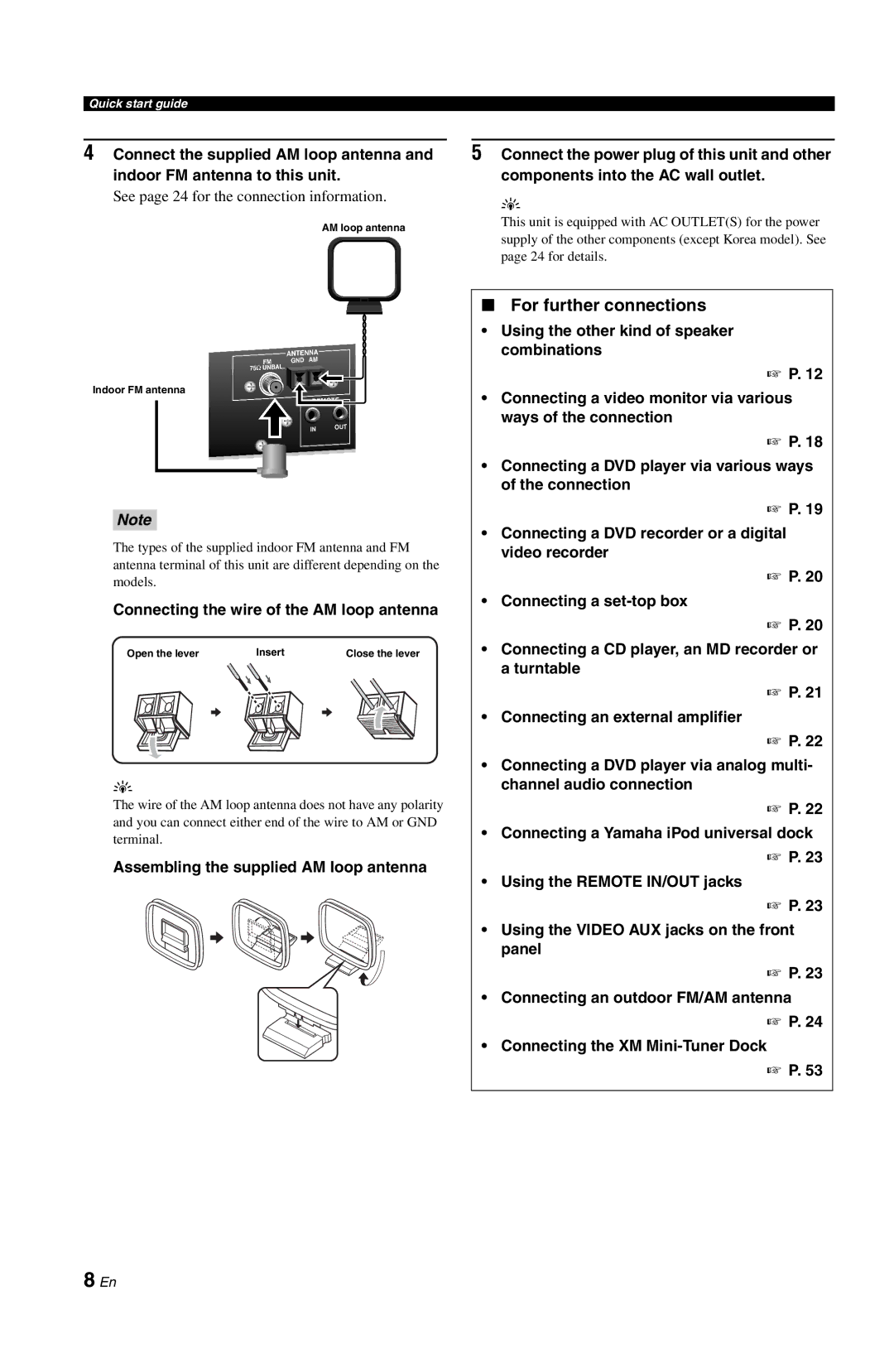 Yamaha RX-V861 owner manual For further connections, See page 24 for the connection information 