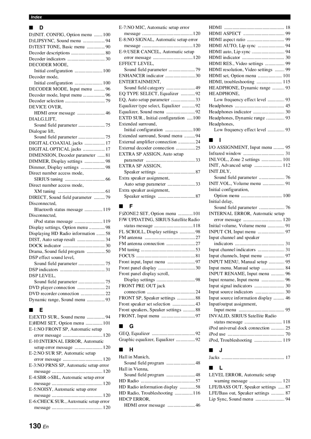 Yamaha RX-V863 owner manual 130 En 