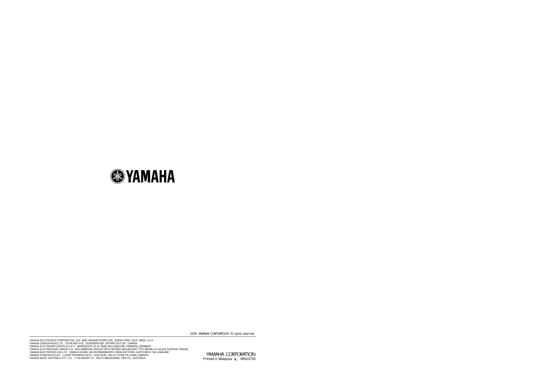 Yamaha RX-V863 owner manual WN24720 