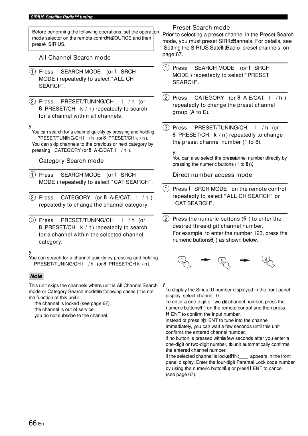 Yamaha RX-V863 owner manual 66 En, All Channel Search mode 