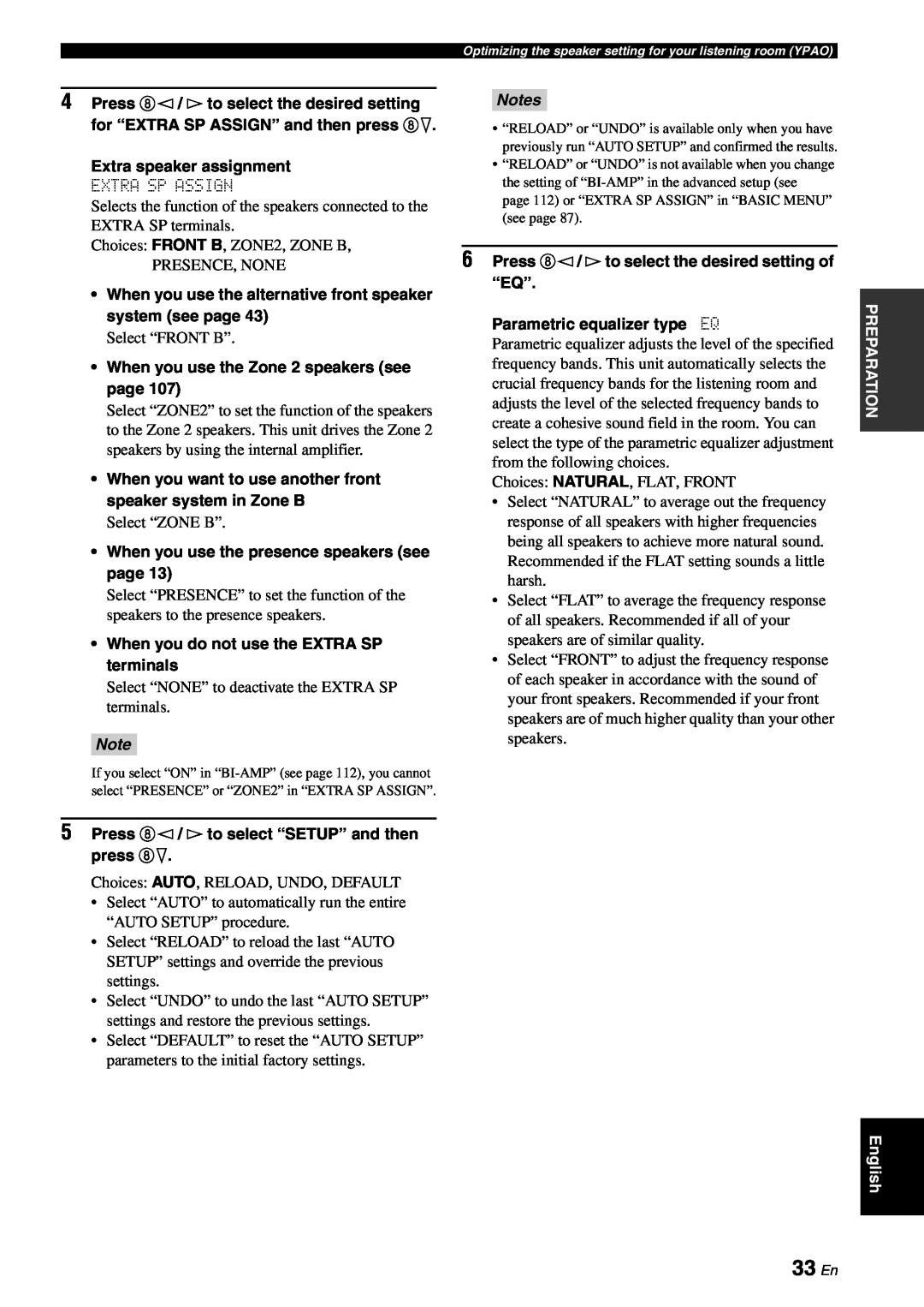 Yamaha RX-V863 owner manual 33 En, Notes 