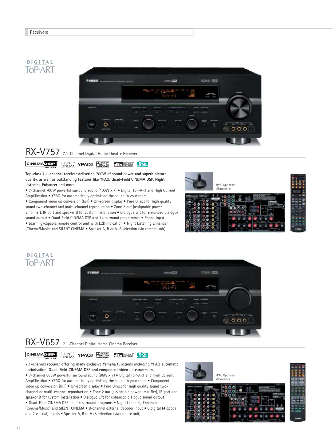 Yamaha RX-Z9 manual RX-V7577.1-Channel Digital Home Theatre Receiver, RX-V6577.1-Channel Digital Home Cinema Receiver 