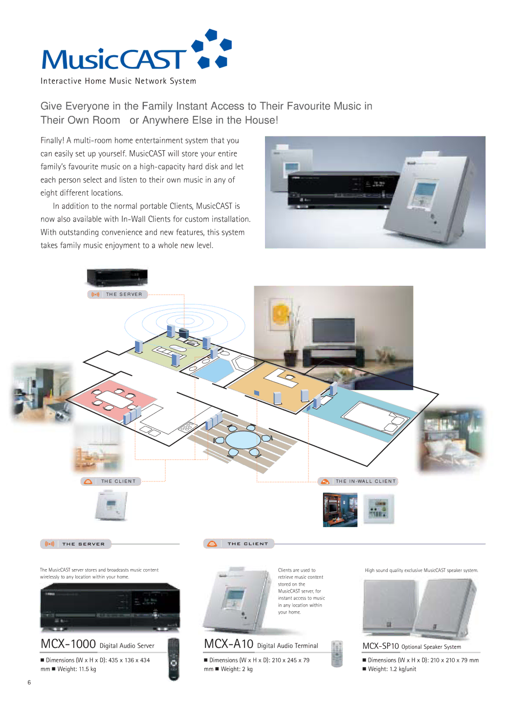 Yamaha RX-Z9 manual MCX-1000Digital Audio Server MCX-A10Digital Audio Terminal, MCX-SP10Optional Speaker System 