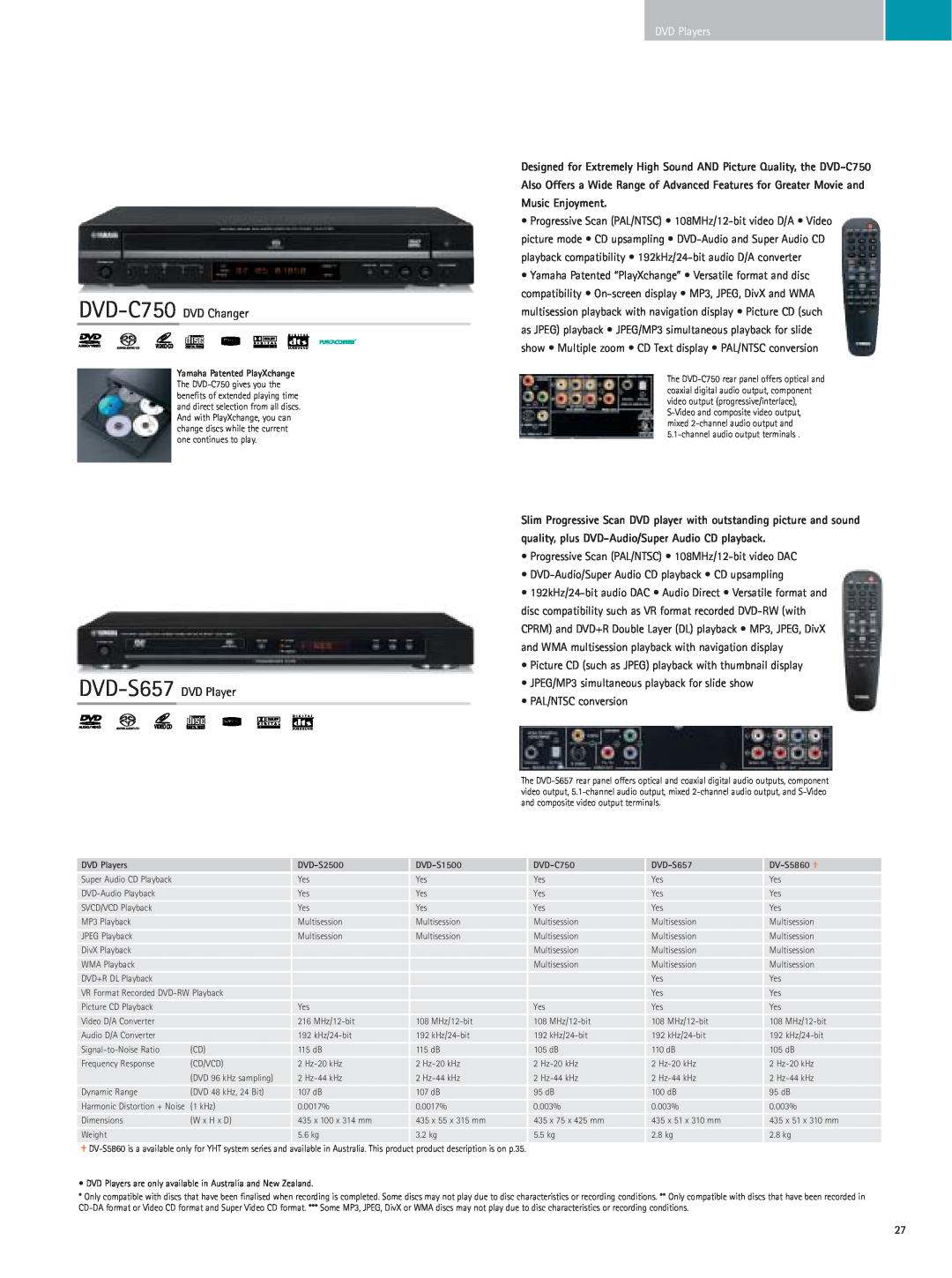 Yamaha RX-Z9 manual DVD-C750 DVD Changer, DVD Players, quality, plus DVD-Audio/SuperAudio CD playback 