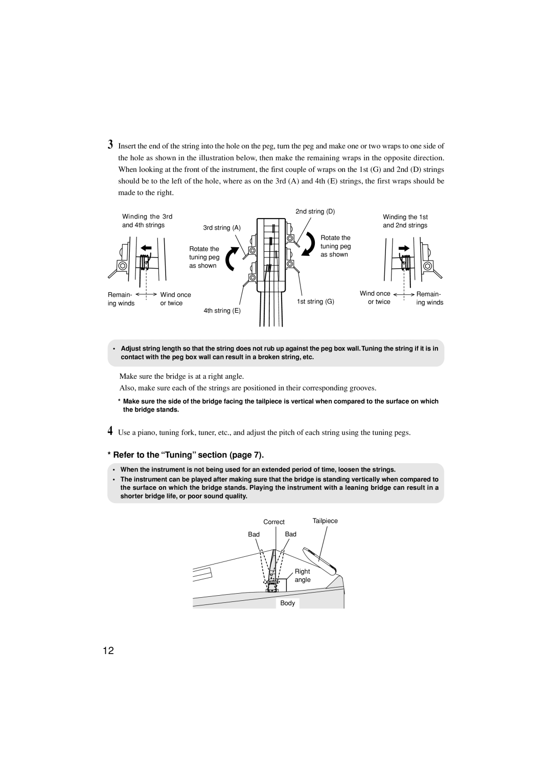 Yamaha SLB200 owner manual Refer to the Tuning section 