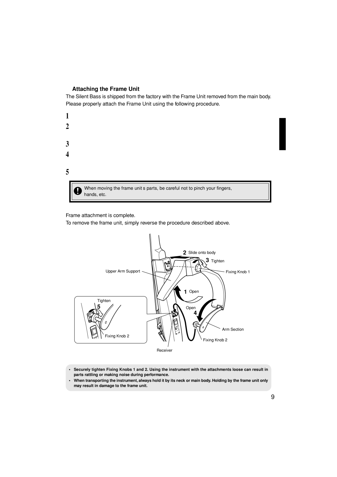 Yamaha SLB200 owner manual Attaching the Frame Unit 