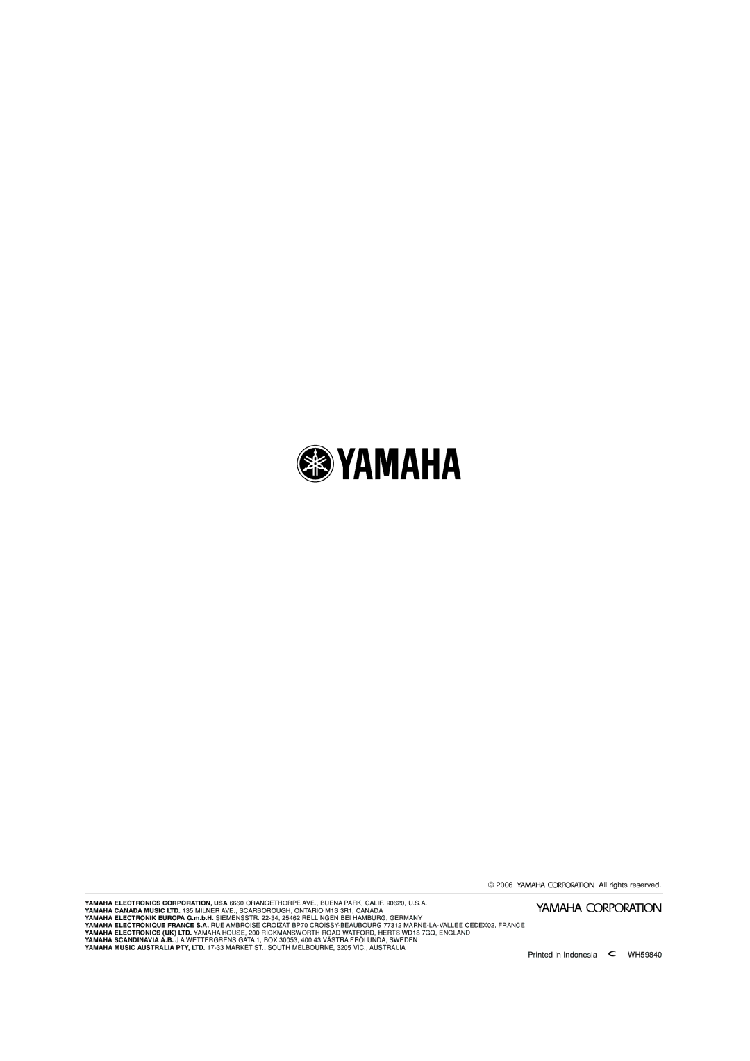 Yamaha Soavo-1 owner manual WH59840 