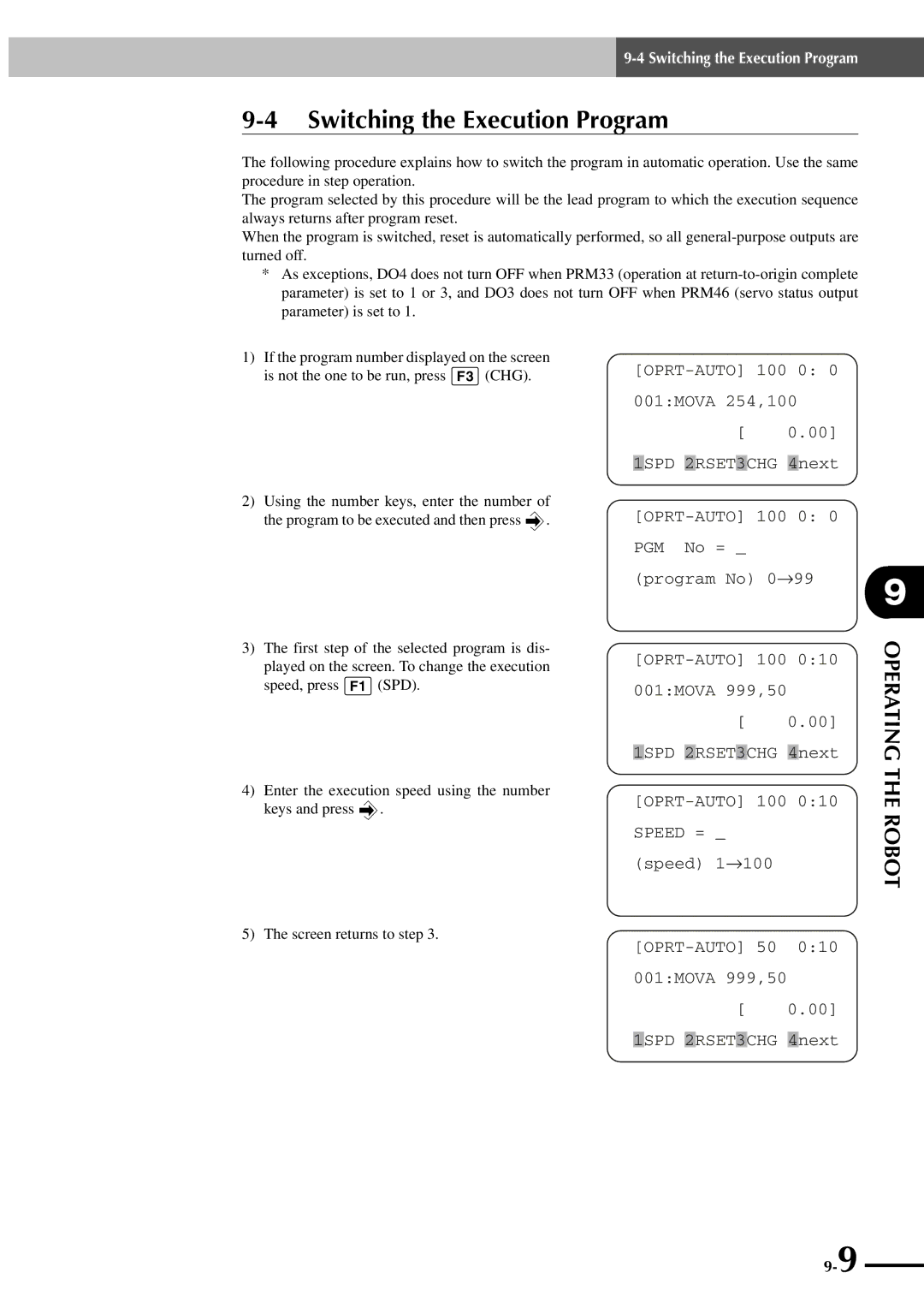 Yamaha SRCP manual Switching the Execution Program 