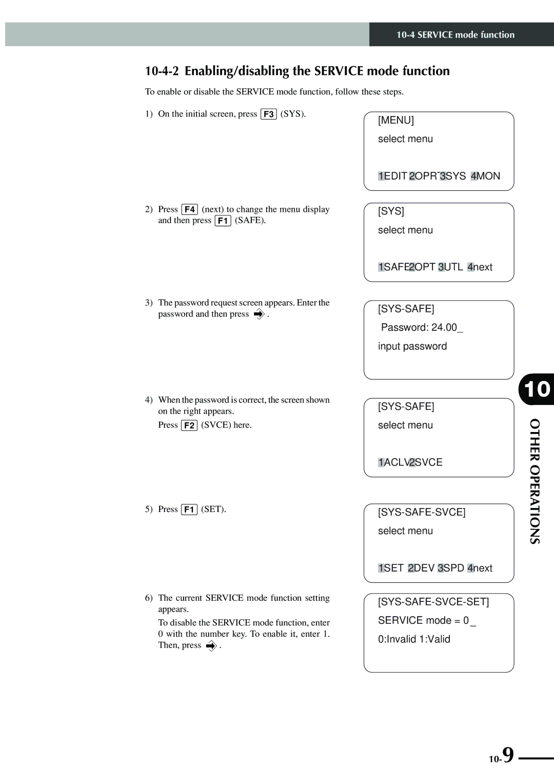 Yamaha SRCP manual Enabling/disabling the Service mode function, 1ACLV2SVCE 