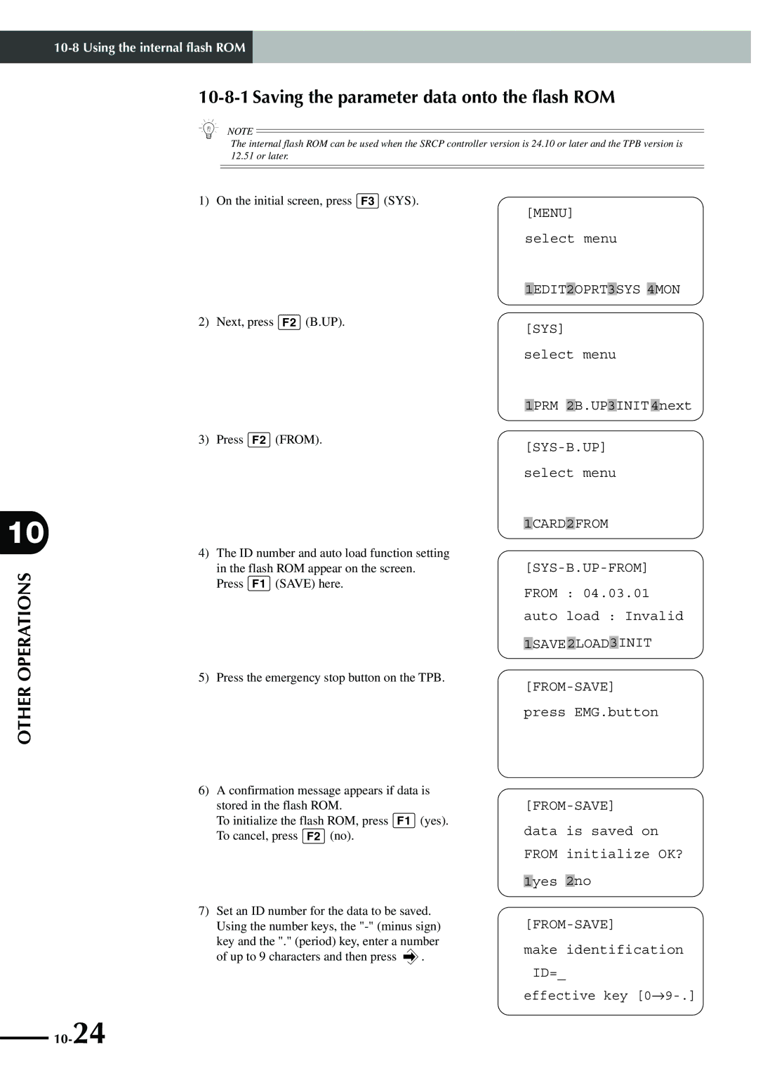 Yamaha SRCP manual Saving the parameter data onto the flash ROM, From-Save 