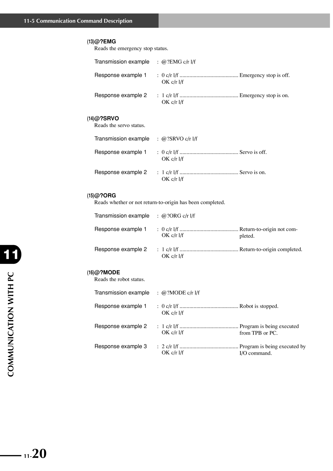 Yamaha SRCP manual 13@?EMG, 14@?SRVO, 15@?ORG, 16@?MODE 