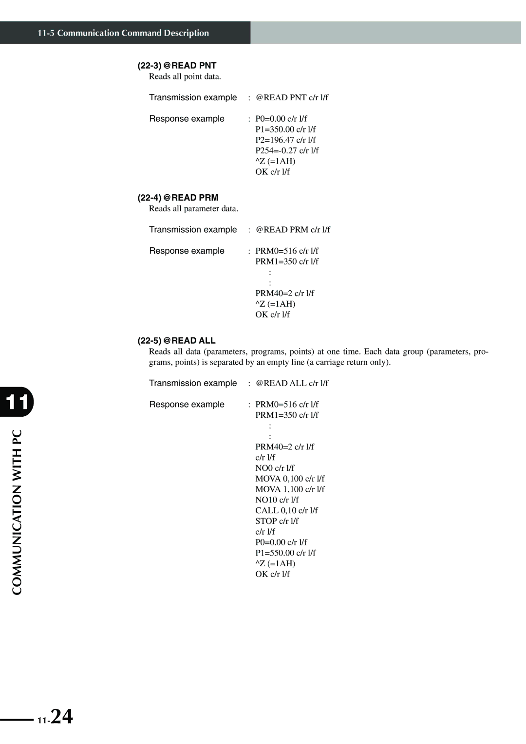 Yamaha SRCP manual 22-3 @READ PNT, 22-4 @READ PRM, 22-5 @READ ALL 