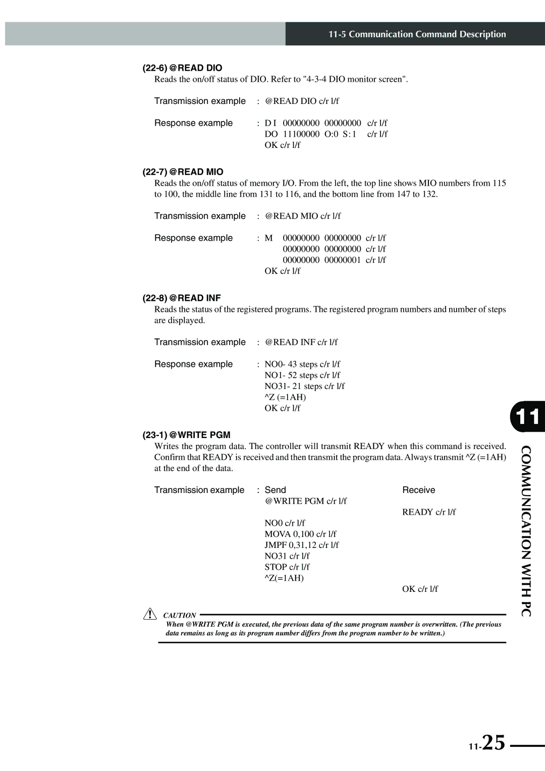 Yamaha SRCP manual 22-6 @READ DIO, 22-7 @READ MIO, 22-8 @READ INF, 23-1 @WRITE PGM 