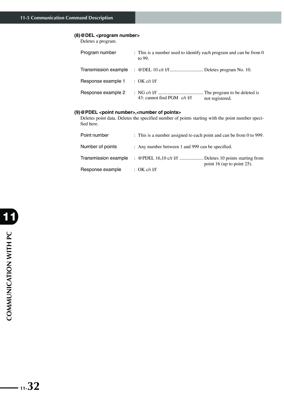 Yamaha SRCP manual @DEL program number, @PDEL point number,number of points, Number of points 