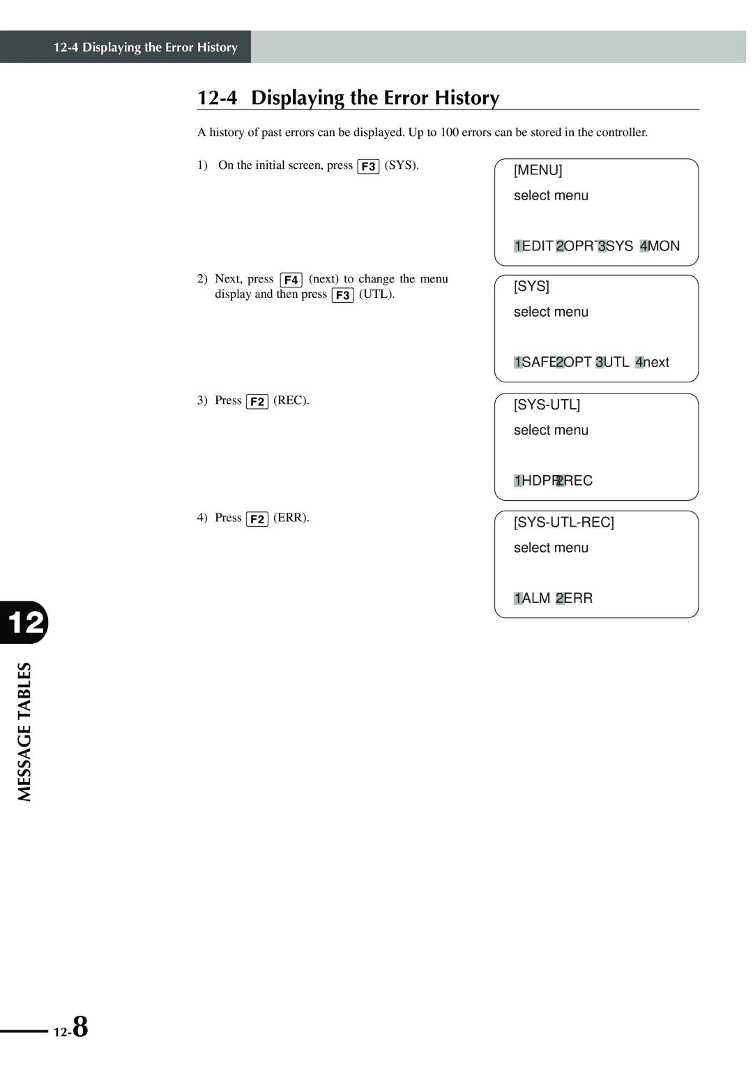 Yamaha SRCP manual Displaying the Error History 