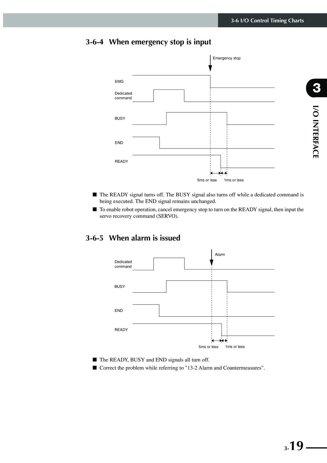 Yamaha SRCP manual When emergency stop is input, When alarm is issued 