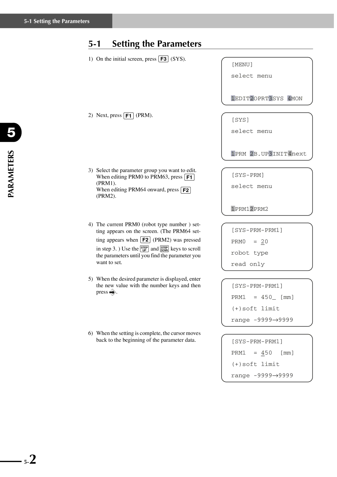 Yamaha SRCP manual Setting the Parameters 