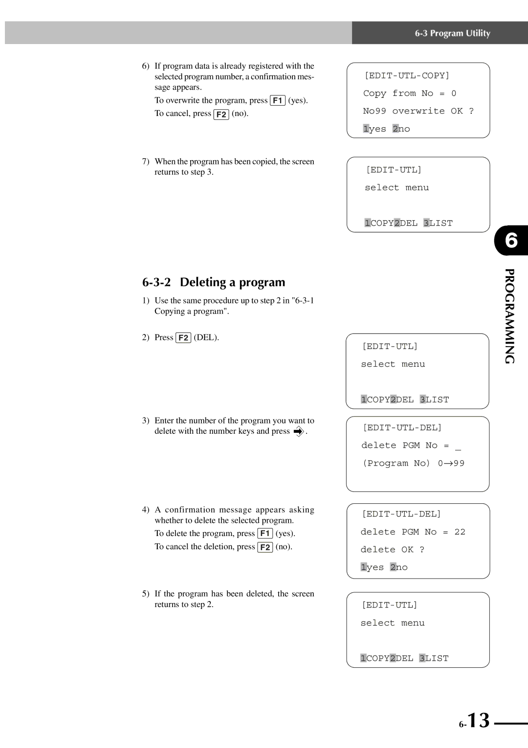 Yamaha SRCP manual Deleting a program 