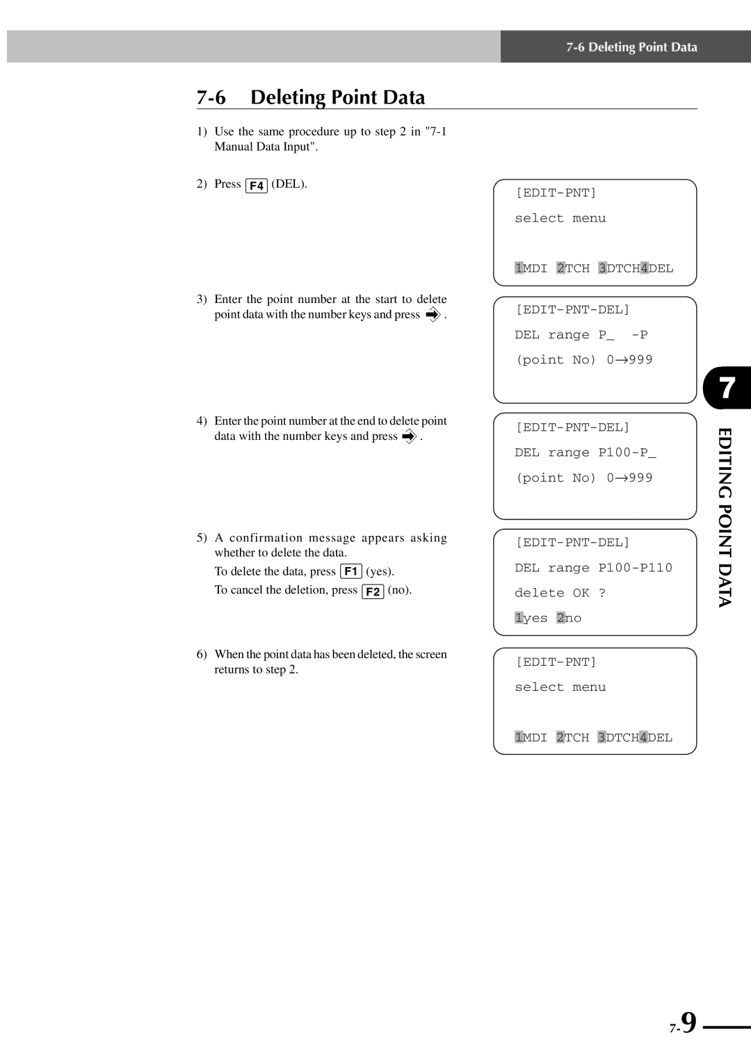 Yamaha SRCP manual Deleting Point Data 