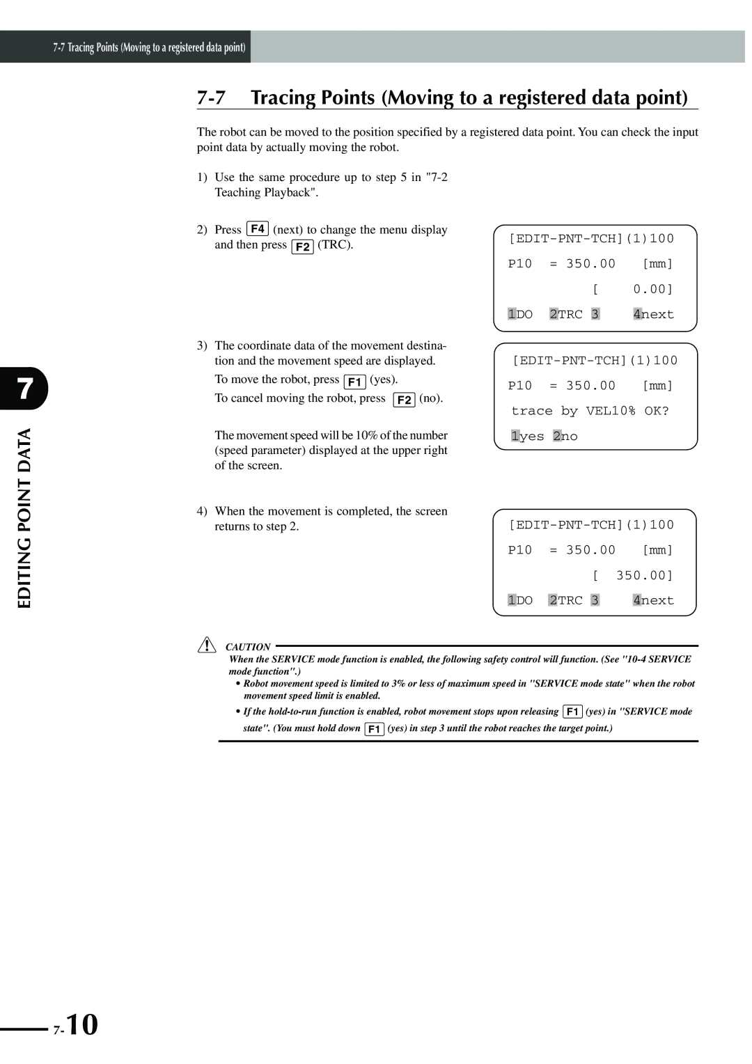 Yamaha SRCP manual Tracing Points Moving to a registered data point 