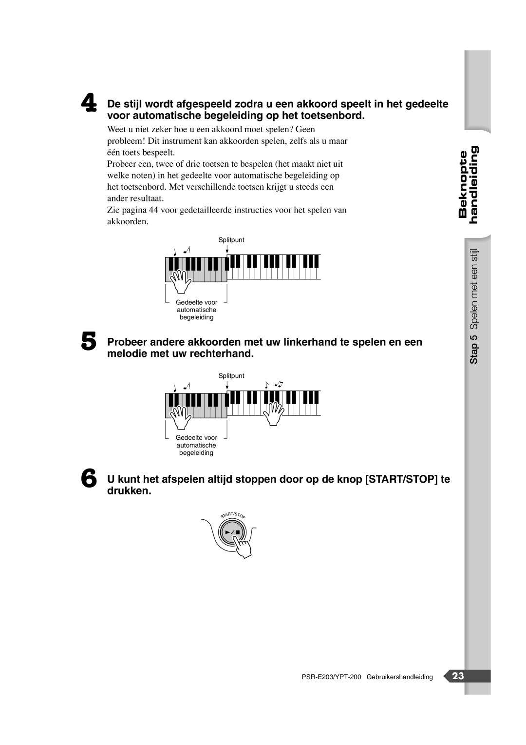 Yamaha SRE203 manual Beknopte Handleiding 