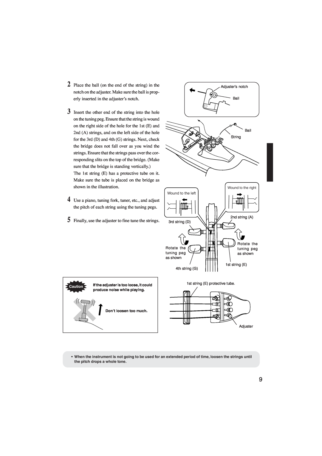 Yamaha SV120S, Sv 120 owner manual Finally, use the adjuster to fine tune the strings 