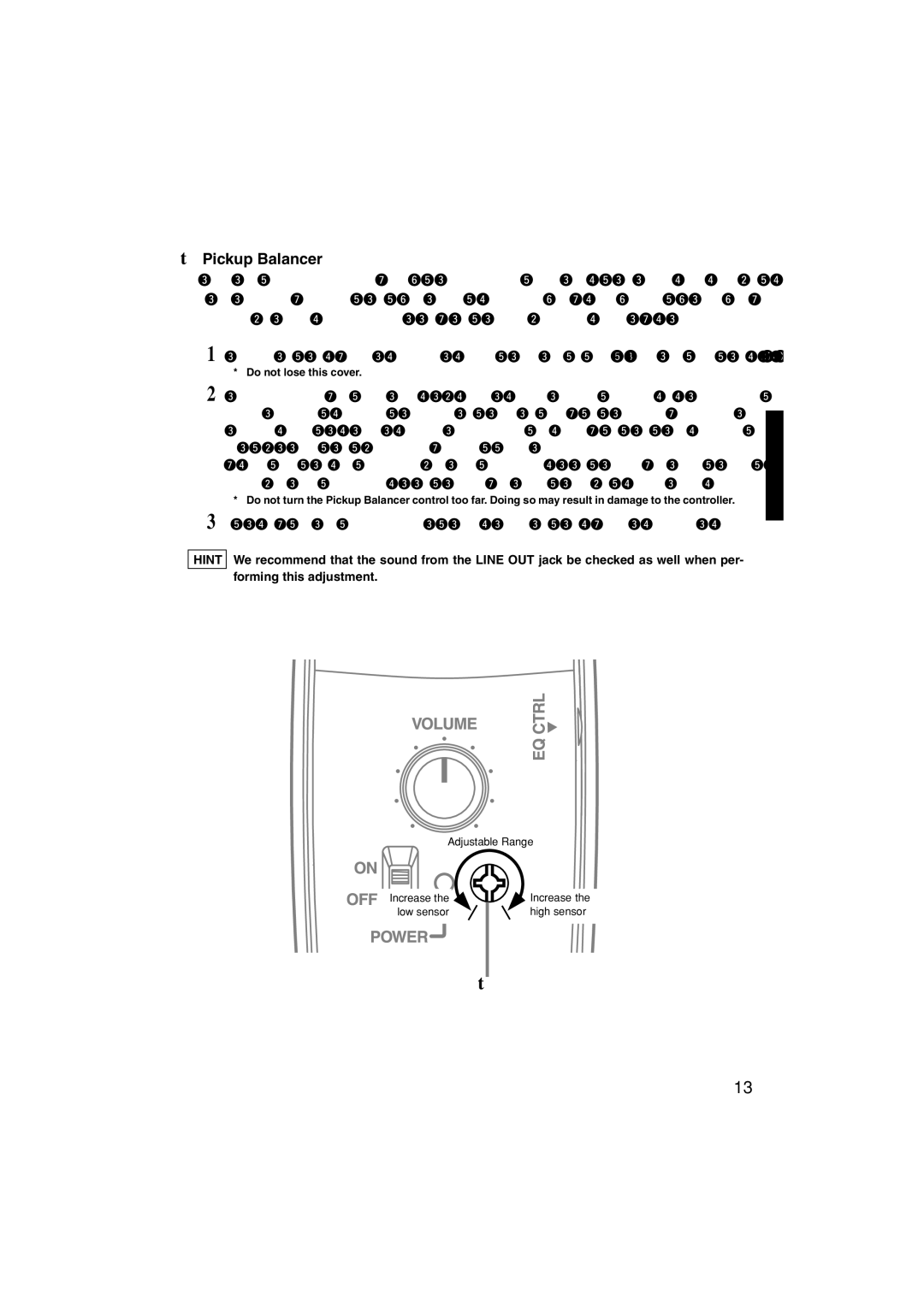 Yamaha Sv-200 owner manual Pickup Balancer 