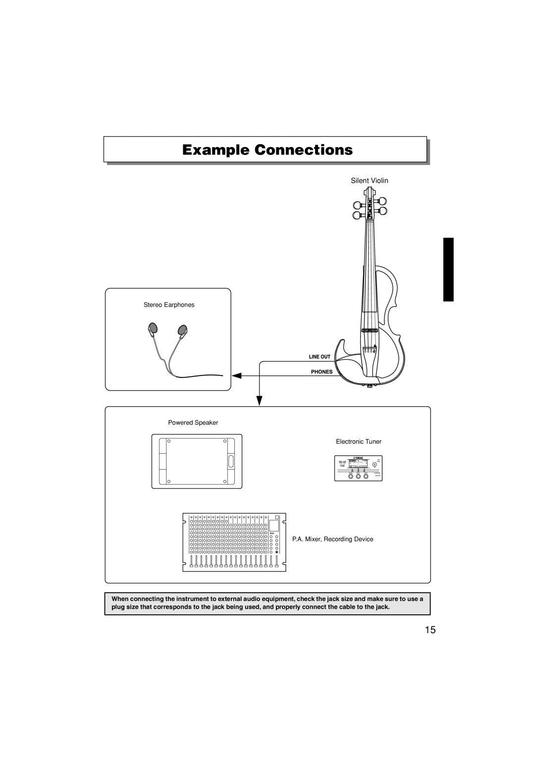 Yamaha Sv-200 owner manual Example Connections, Silent Violin 