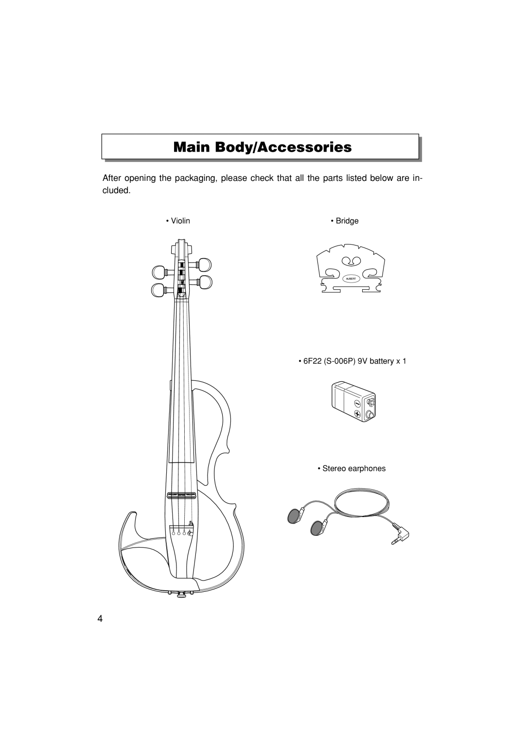 Yamaha Sv-200 owner manual Main Body/Accessories 