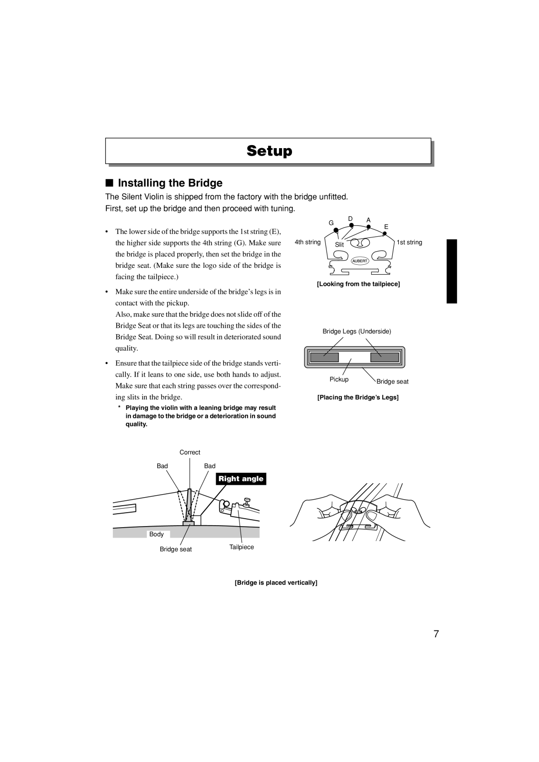 Yamaha Sv-200 owner manual Setup, Installing the Bridge 