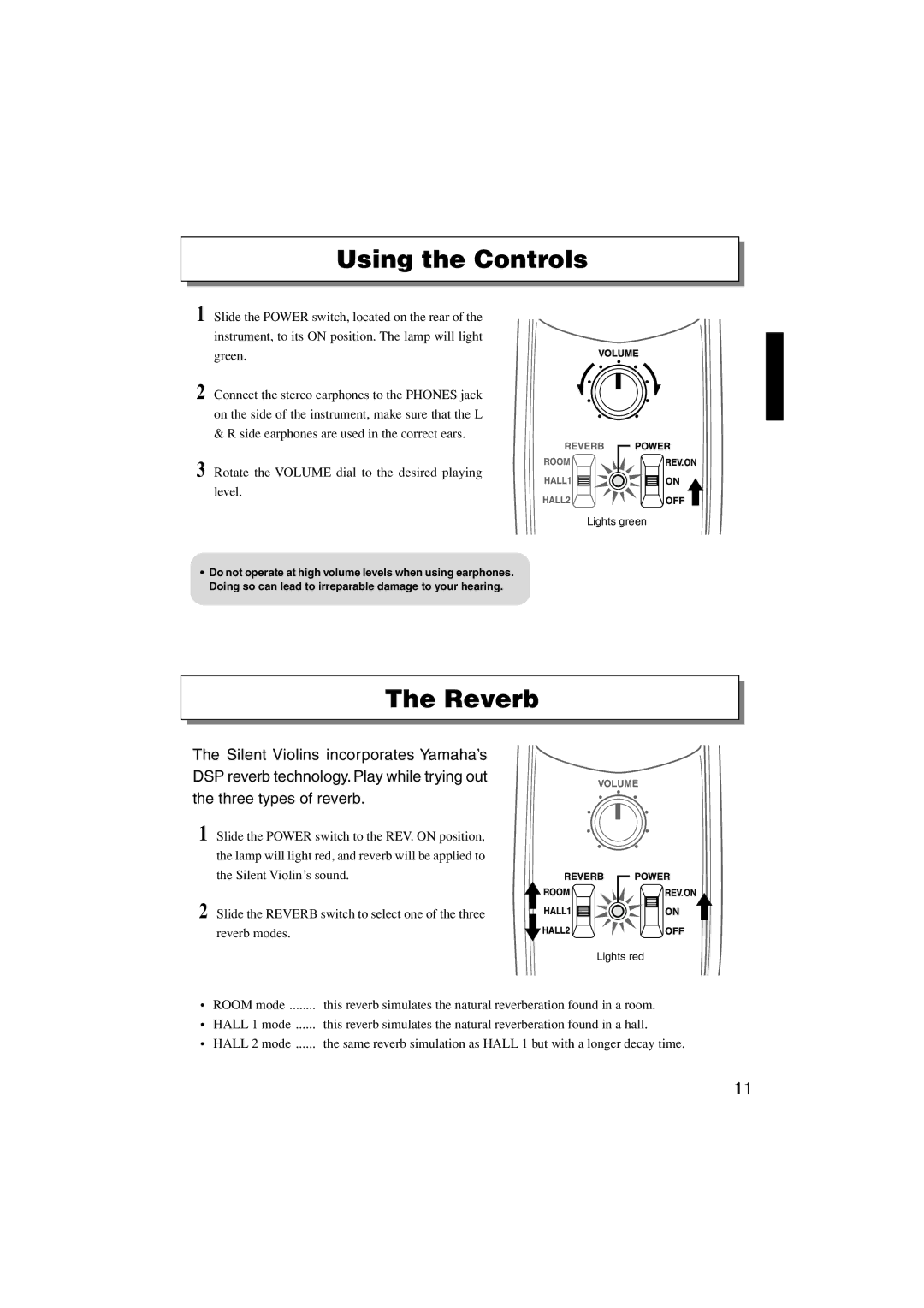 Yamaha SV130S owner manual Using the Controls, Reverb 