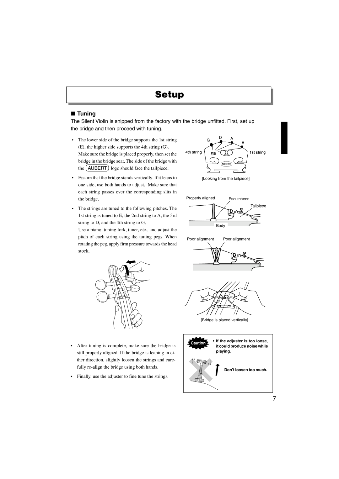 Yamaha SV130S owner manual Setup, Tuning 