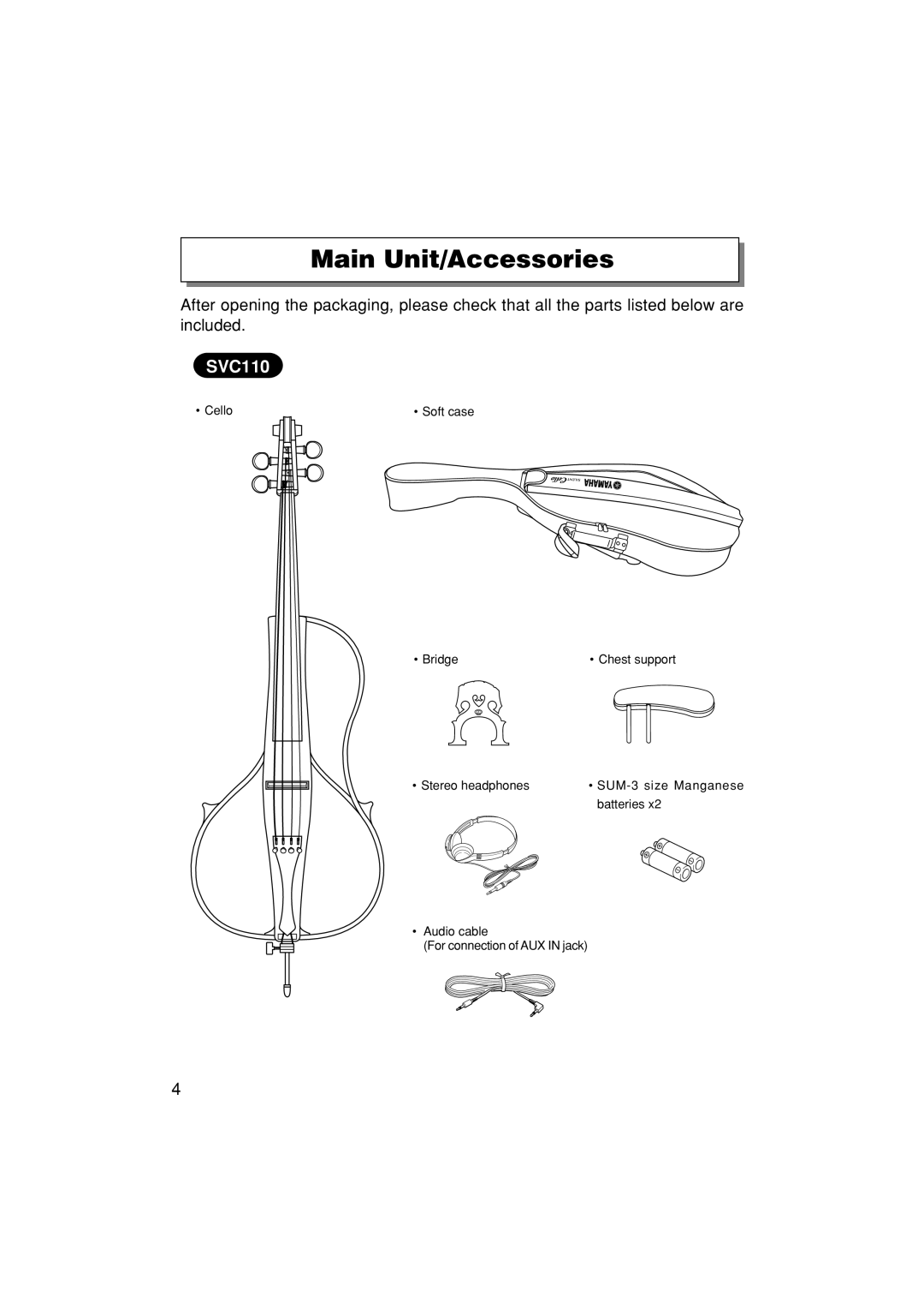 Yamaha SVC110 owner manual Main Unit/Accessories 